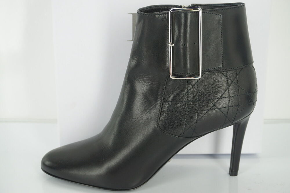 Christian Dior Black Leather Pointy Toe High Heel Ankle Boot Size 38.5 $1150 NIB